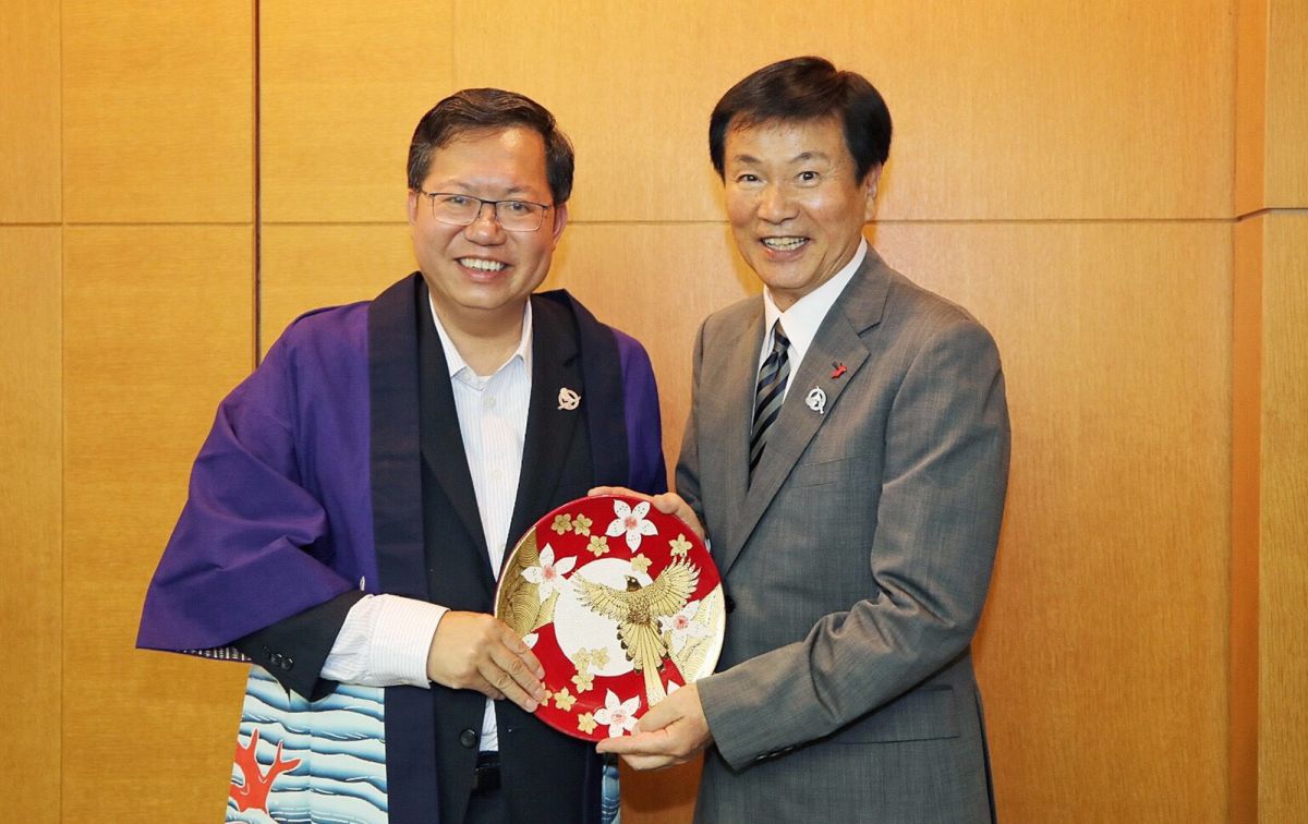 ▲桃園市長鄭文燦106年拜會千葉縣知事森田健作。（圖／桃園市政府提供）