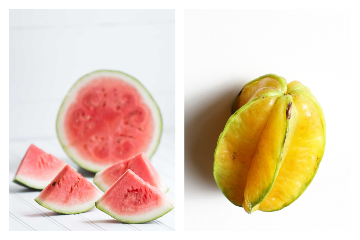 ▲腎臟病人飲水量要控制，西瓜別吃太多，楊桃則是碰都別碰。（合成圖／取自 Unsplash 、 photoAC ）