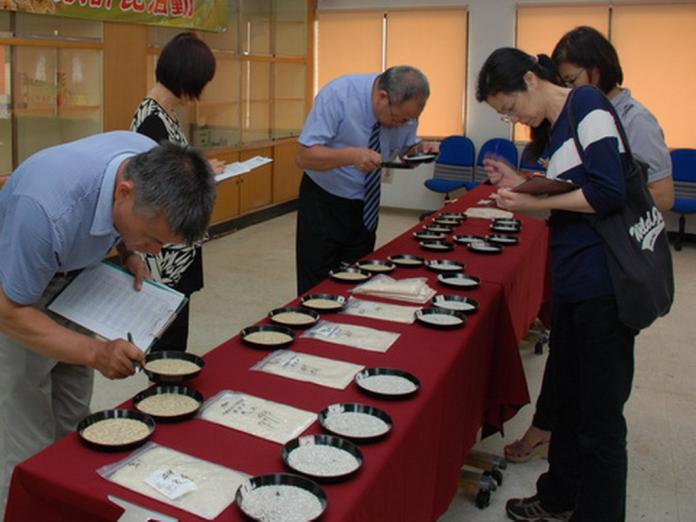 ▲烏日區農會舉辦稻米競賽，專家詳細評審。 (圖／林重鎣攝2019.8.9)