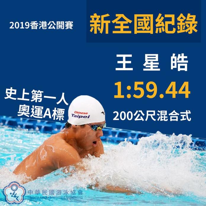 游泳／我國史上首位　王星皓香港賽摘金更達奧運A標

