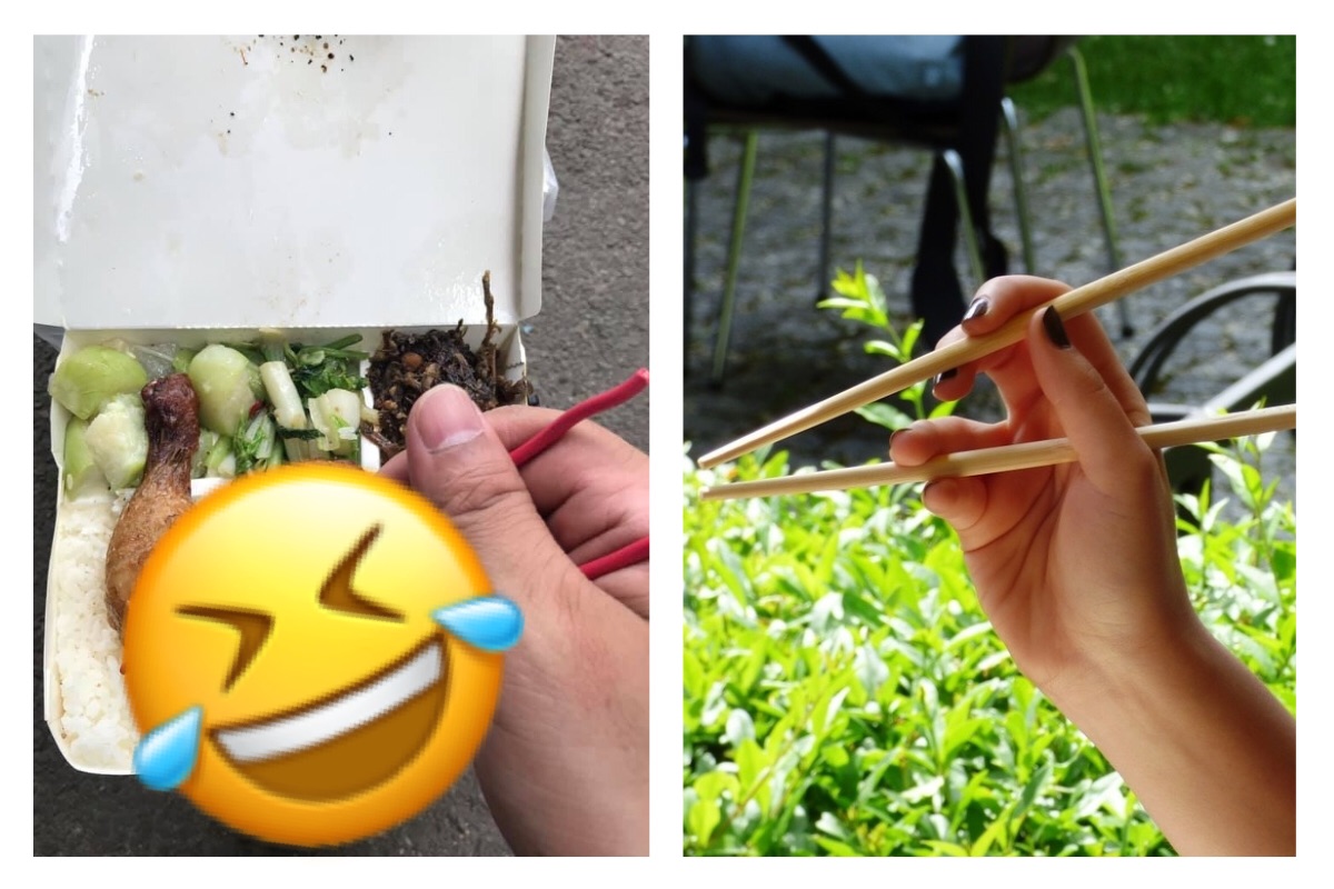 ▲如果買了便當店家忘了附贈餐具，那該怎麼吃？許多人常常為了這種問題在頭痛，甚至用了一些稀奇古怪的東西來「充當餐具」。（圖／翻攝自《爆廢公社二館》和 pixabay ）
