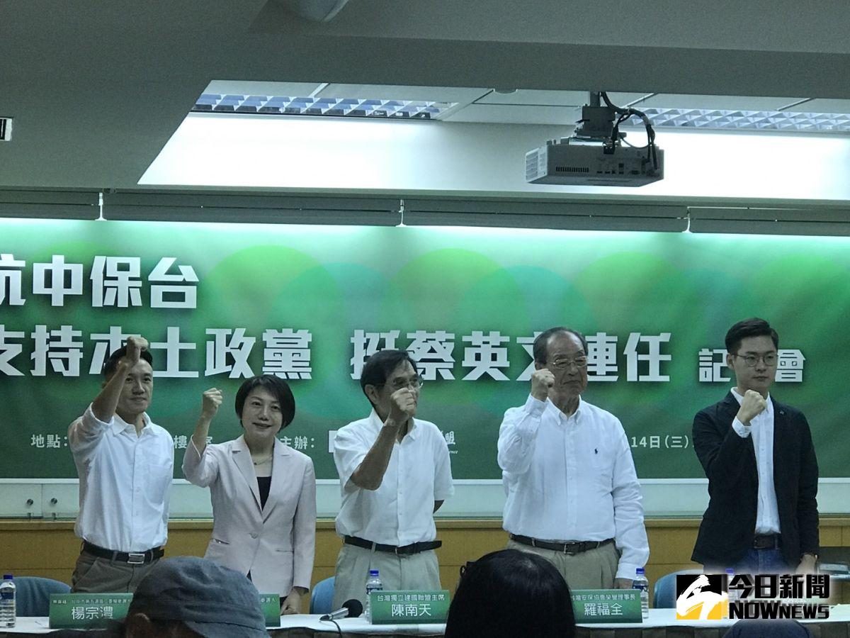 包括台獨聯盟、基進黨等多個本土政黨今（14）日公開宣示「抗中保台、挺蔡英文連任」。（圖／記者 林人芳攝，2019,08,14)