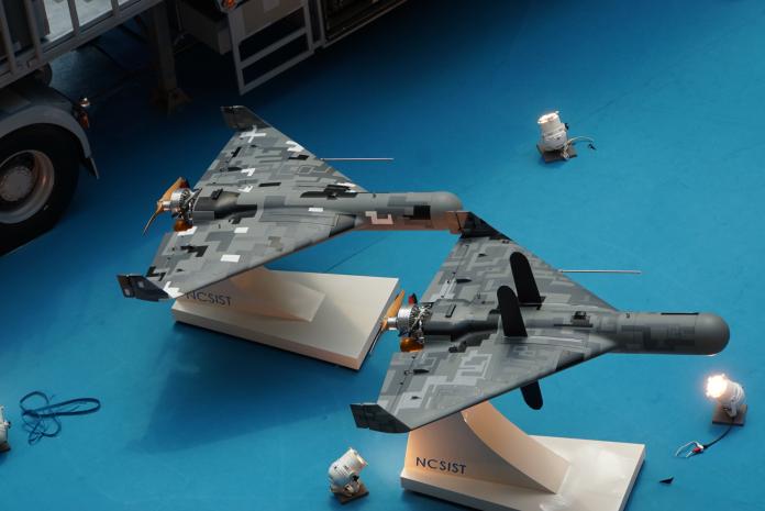 2019年台北國際航太暨國防展，中科院展出「劍翔」反輻射無人機。（圖／記者呂炯昌攝）