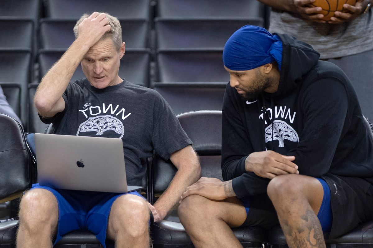 ▲「表弟」DeMarcus Cousins(右)再度受傷，勇士教頭Steve Kerr感嘆（圖／美聯社／達志影像）