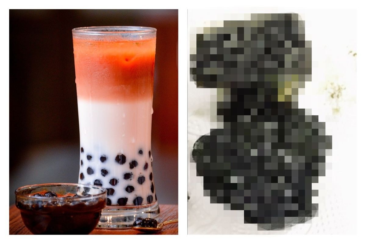 ▲餐餐喝珍珠奶茶，年僅 20 歲的小鮮肉腸道中發現黑色堅硬殘留物。（合成圖／圖左為示意圖，取自 Pixabay 、 Vietnam Net ）
