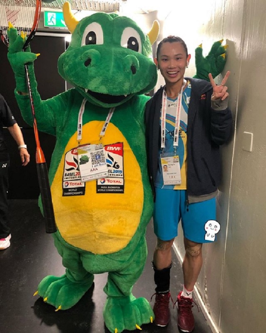 ▲戴資穎和世錦賽吉祥物合照（圖／取自戴資穎IG）