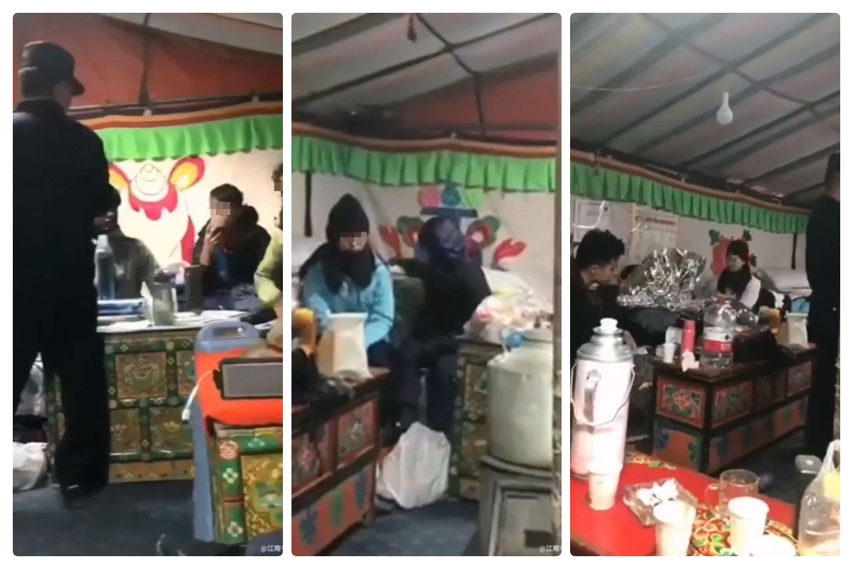 ▲香港大學生在西藏珠穆朗瑪峰大本營被公安扣查，影片一度在微博流傳，隨後又遭刪除。（圖／截自YouTube影片）