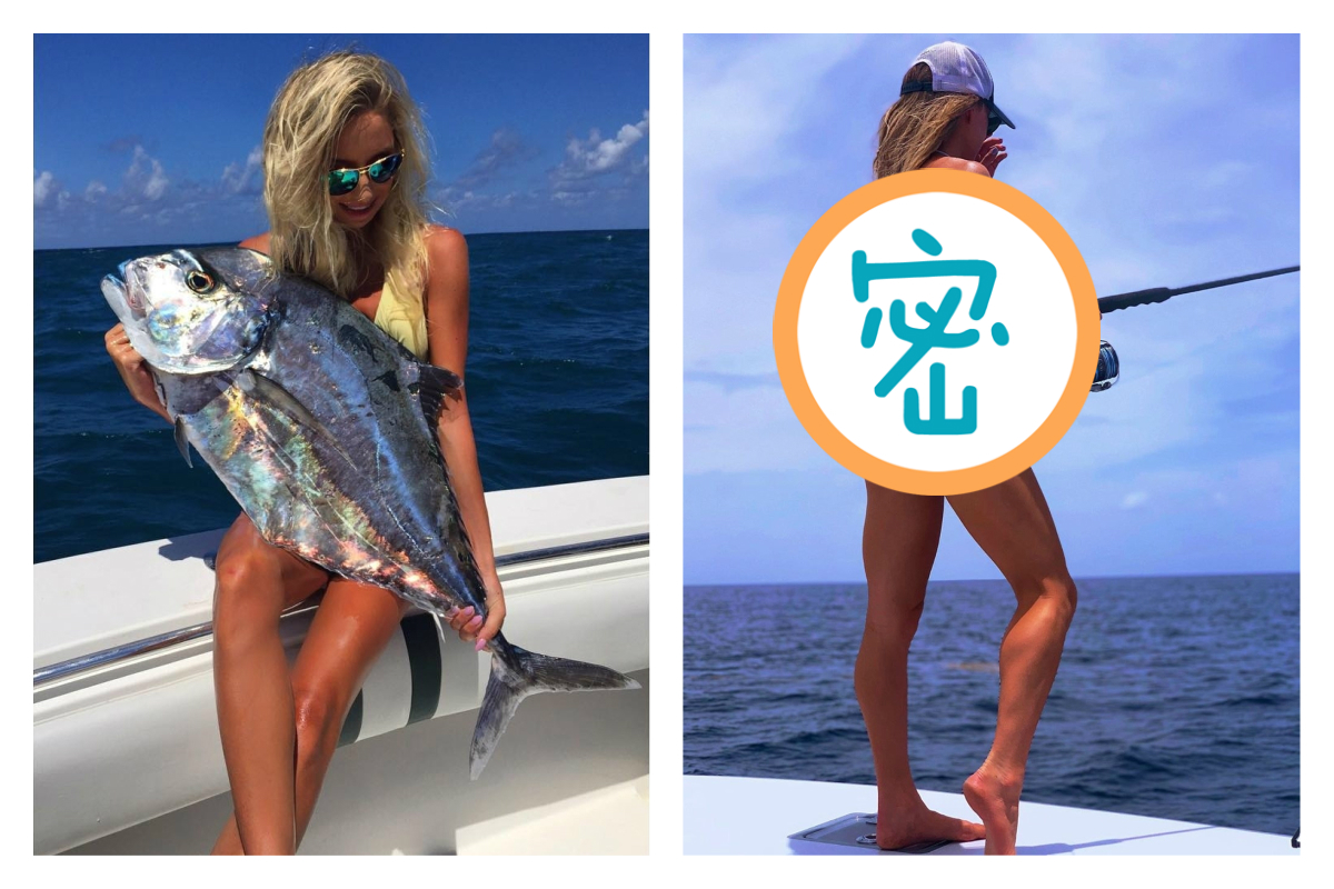 ▲24 歲艾蜜莉熱愛釣魚，在 IG 大曬火辣身材。（合成圖／翻攝自 emilysriemer IG）