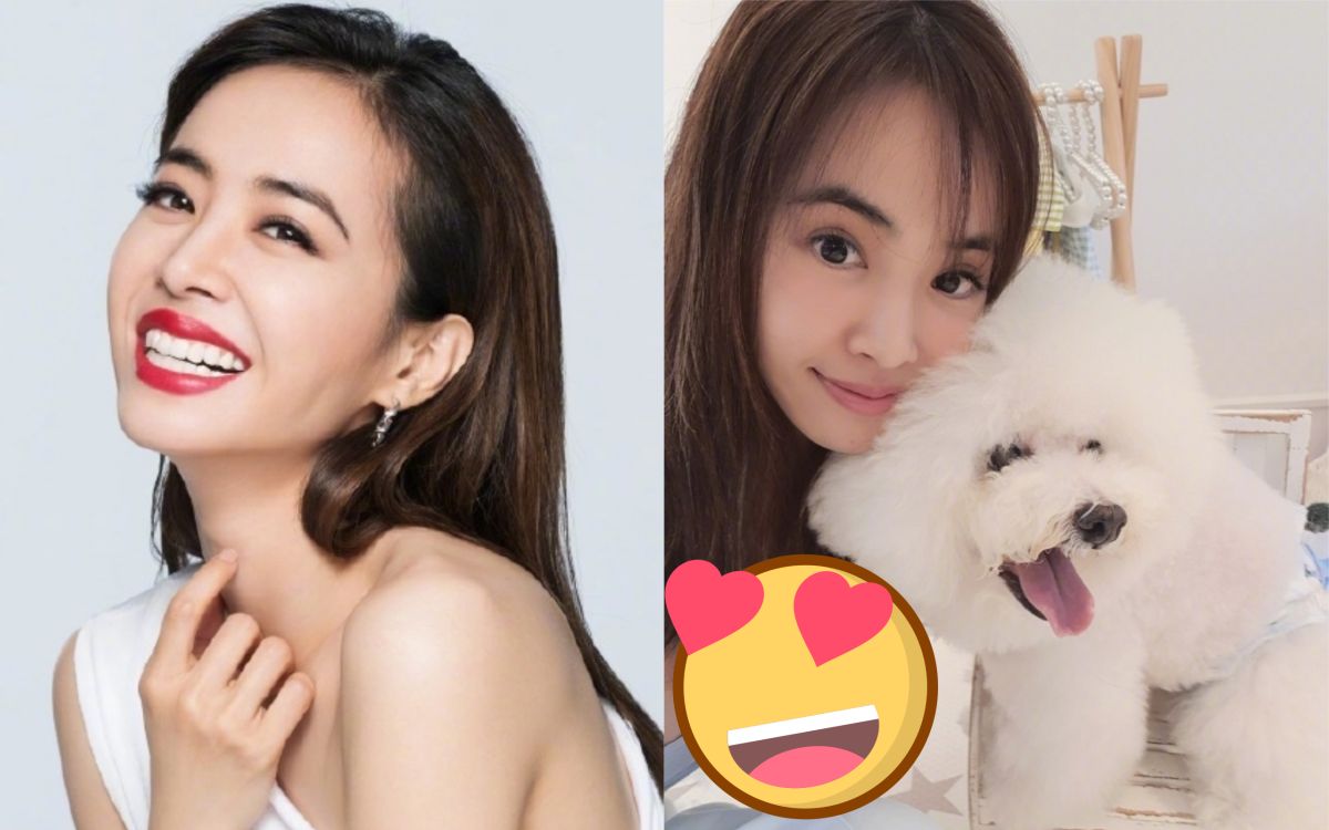 ▲蔡依林和愛犬自拍，意外洩胸前春光。（圖／翻攝微博）