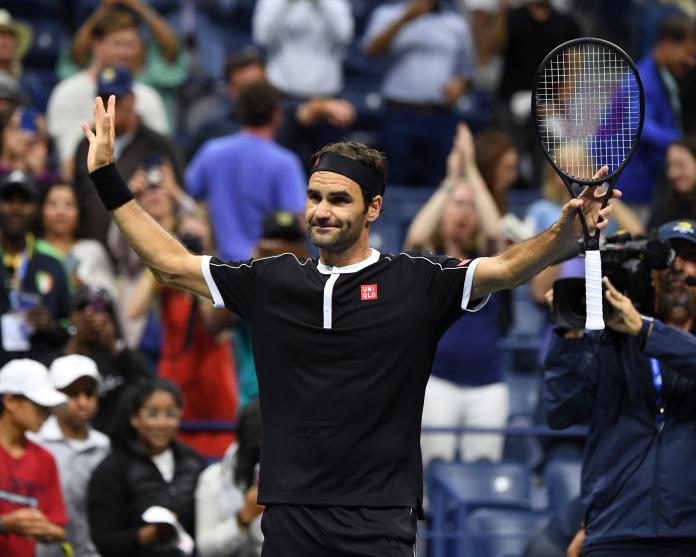 Roger Federer美網換上全新黑色戰袍。（圖／美聯社／達志影像）