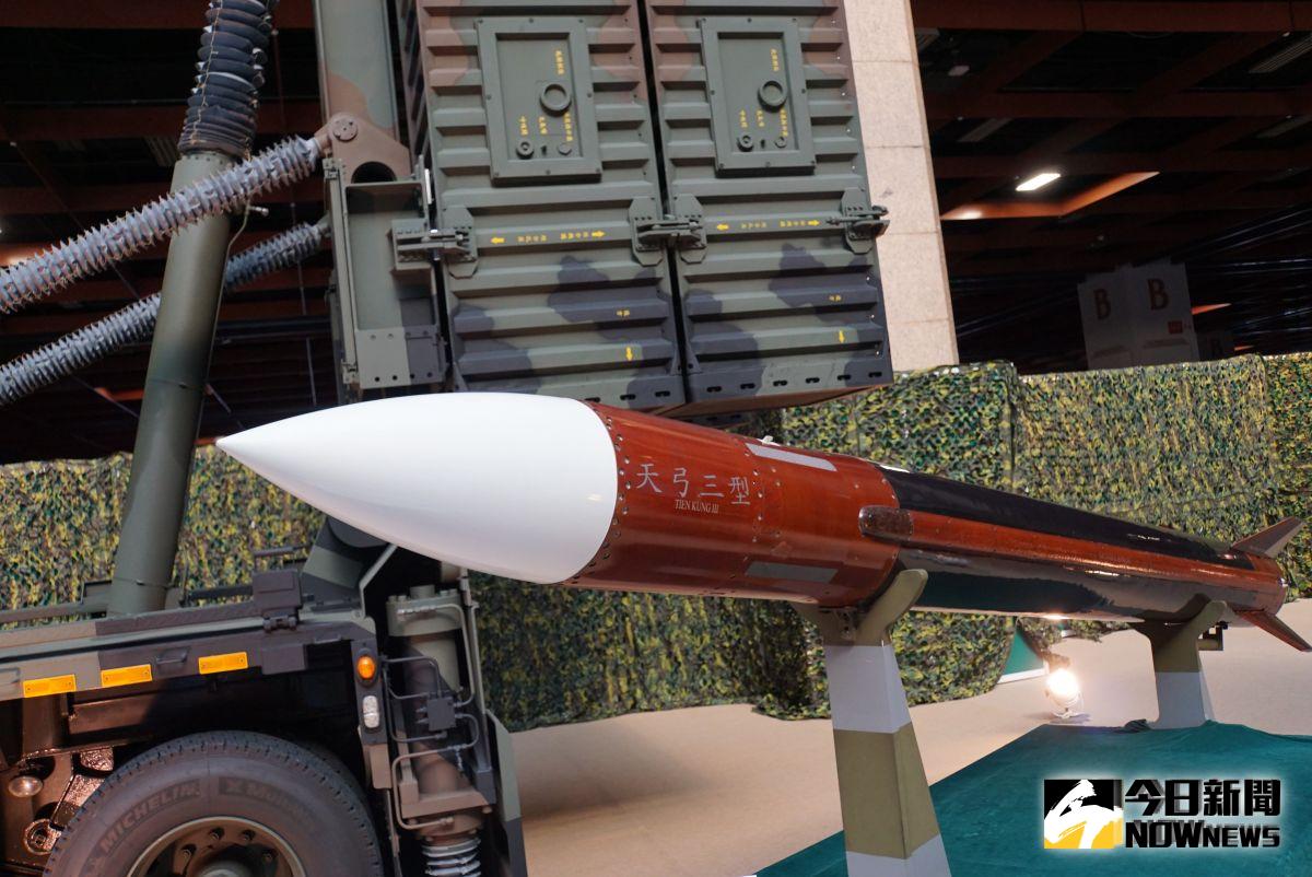 ▲2019台北國際航太暨國防產業展，國防館展出天弓三型防空飛彈。（圖／記者呂烱昌攝）