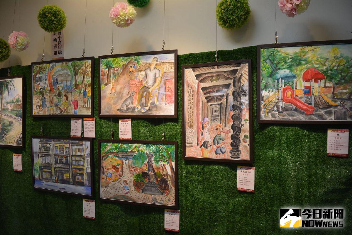 ▲國立彰化生活美學館中部四縣市寫生比賽優勝作品巡迴展在陽明醫院展出。（圖／記者郭政隆攝影2019.8.28）