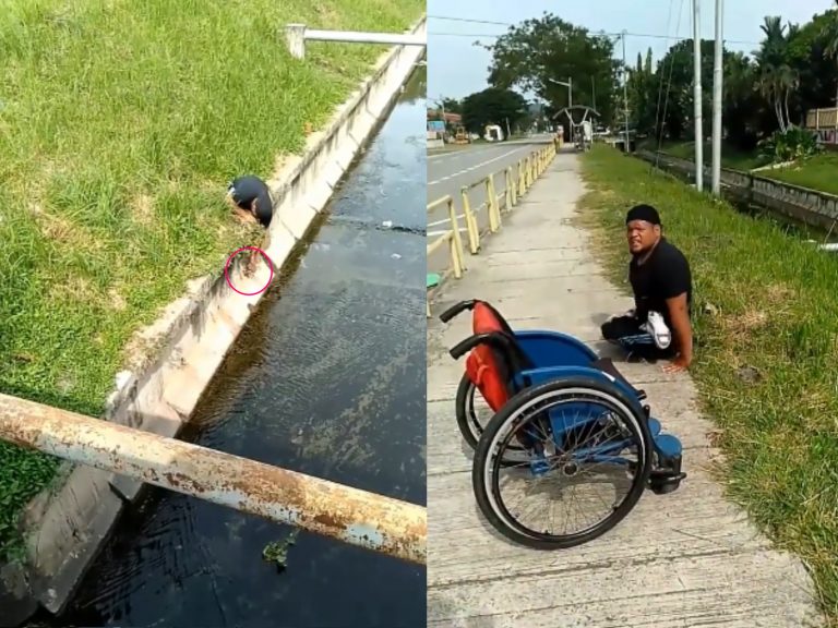 輪椅男子冒生命危險　克服肢體障礙爬到水溝邊救小貓！
