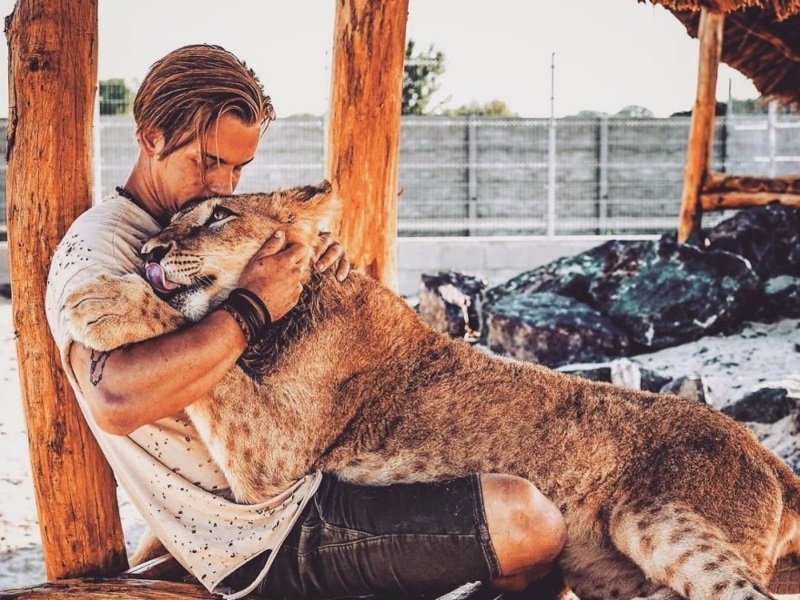 大貓都融化的愛！瑞士男放棄一切用盡積蓄救助非洲野生動物