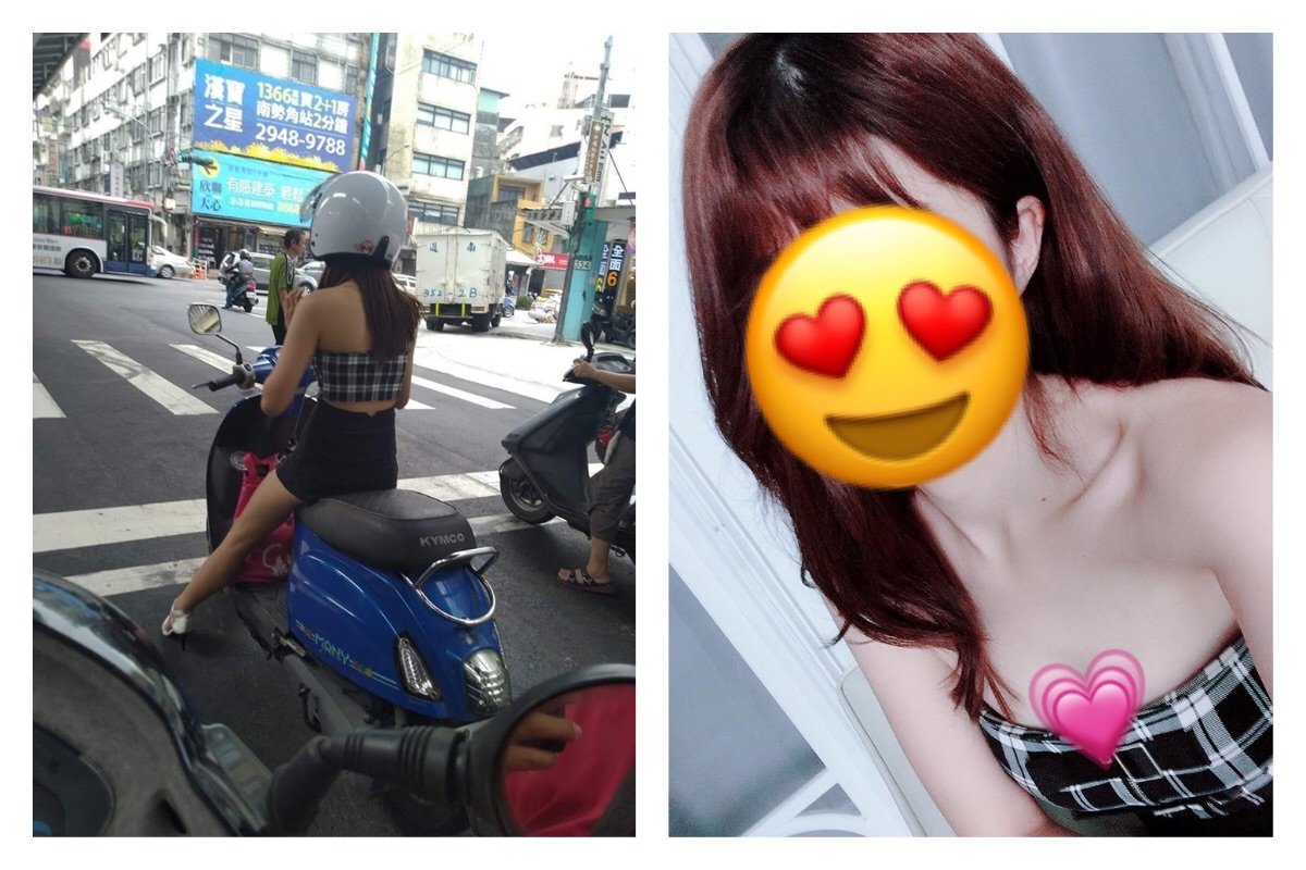 ▲在台灣，幾乎人人都有一部機車，靈巧方便機動性大，去哪兒都可以輕鬆代步，但在炎炎夏日騎車那可就真痛苦，因此穿著清涼一些或許真的會「清涼」。（圖／翻攝自《爆廢公社》和啾咪 mua）