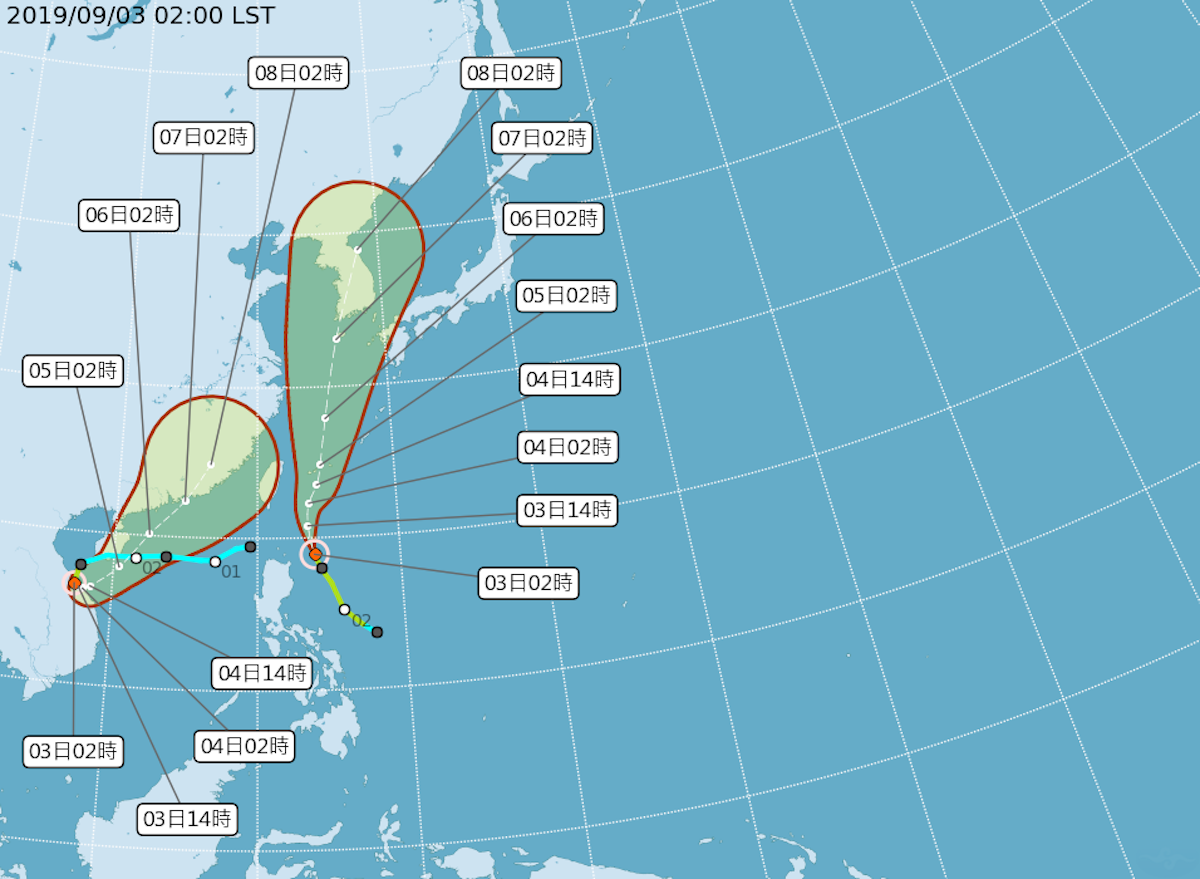 ▲今（3）日凌晨今（2019）年的第 14 號颱風「劍魚」（KAJIKI，日本命名，意為劍魚座）生成。（圖／翻攝自中央氣象局）