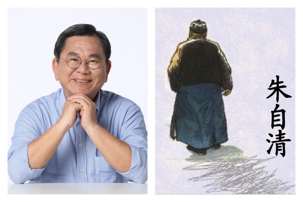 ▲民進黨立委陳明文在高鐵遺失裝有 300 萬現金的行李箱，聲稱是給兒子的創業基金。知名作家蔡詩萍以朱自清的《背影》諷刺。（圖／翻攝自陳明文臉書，翻攝自百度）