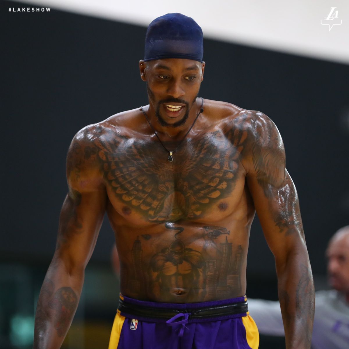 湖人中鋒「魔獸」Dwight Howard減重成功。（圖／翻攝自湖人官方社群網站）