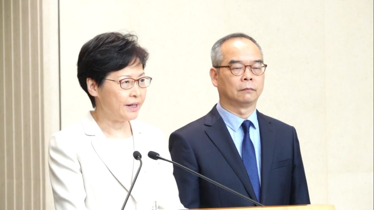 ▲香港特首林鄭月娥於今（ 5 日）上午 11 點 15 分會見傳媒，交代撤回修例決定。（圖／翻攝自立場新聞直播畫面）