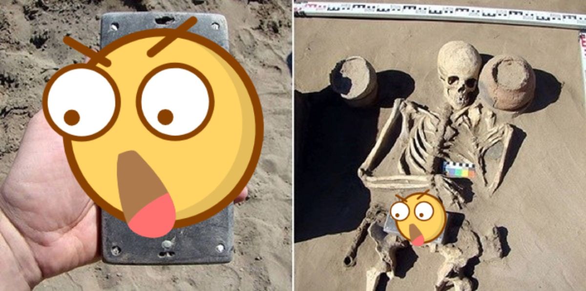 ▲俄羅斯一個神秘墓穴出土了一個模樣超像智慧型手機的物品。（圖／翻攝 The Siberian Times ）