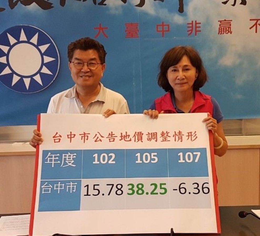 ▲議員黃馨慧、李中呼籲市府落實「輕稅減政」承諾，109年公告地價佔市價比例應該調降50%。(圖／柳榮俊攝2019.9.9)