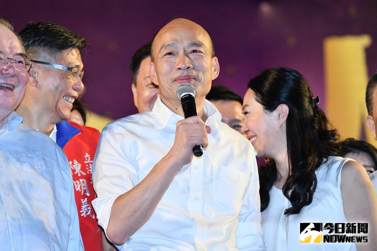 高雄市長、國民黨總統候選人韓國瑜在新北市三重區水漾公園舉辦造勢晚會。（圖／記者林柏年攝 , 2019.9.9）