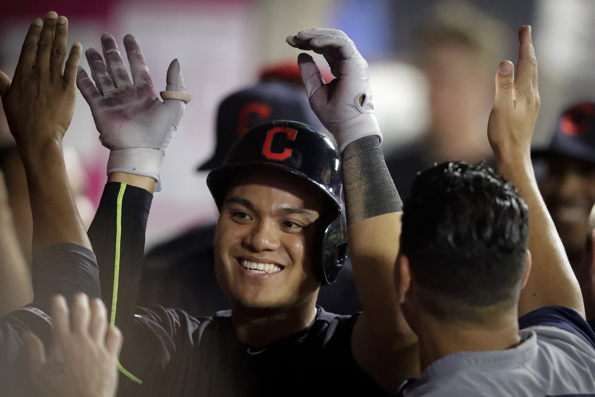 ▲印地安人隊張育成。（圖／美聯社／達志影像）