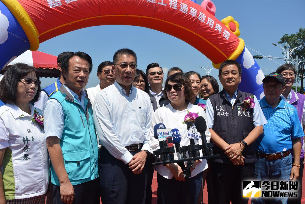 ▲內政部長徐國勇及嘉義縣、市長共同參與通車啟用典禮。（圖／記者郭政隆攝影2019.9.11）