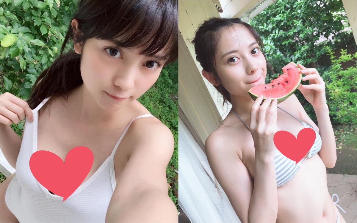 ▲網路上流傳一張可愛的正妹穿著比基尼吃著西瓜消暑的照片。（圖／翻攝 IG nashiko_cos）