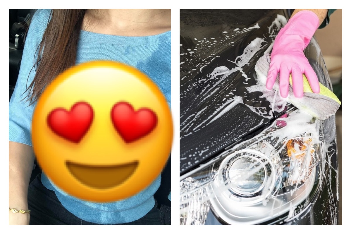 ▲現代人常常將車子開去加油站洗車，不過洗車前除了門窗要關好之外，連「天窗」都要注意，不然一個不小心可能導致車內「大淹水」，甚至會發生害羞的事，那就不好了。（圖／翻攝自《爆廢公社》和 pixabay ）