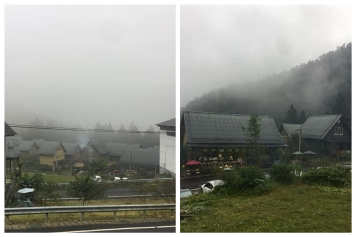 ▲男網友載著老婆開車上阿里山「台灣合掌村」鄒族得恩亞納社區，如畫美景令人驚艷。（圖／翻攝自爆廢公社）