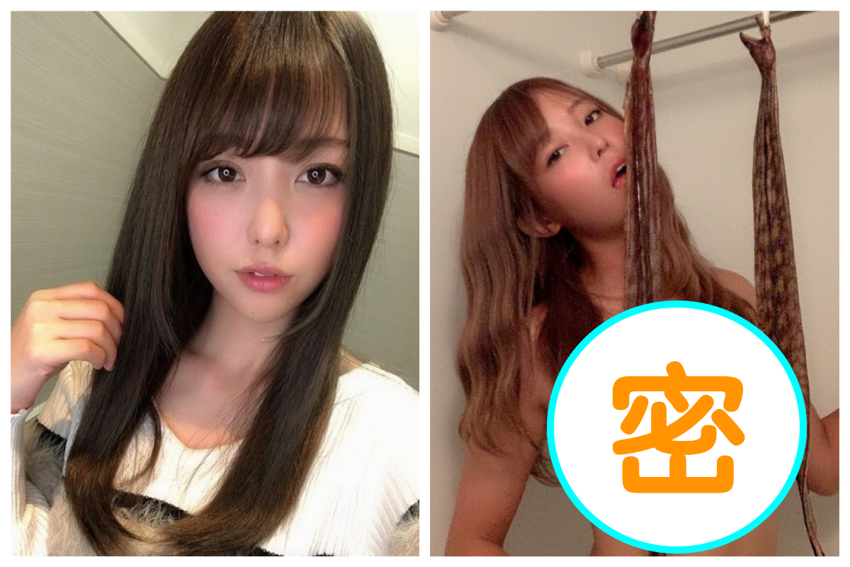 ▲吉野七寶實喜愛裸體與捕獲的魚類自拍，鹹濕的程度令許多粉絲看了傻眼。（合成圖／翻攝自吉野七寶實 IG、推特）