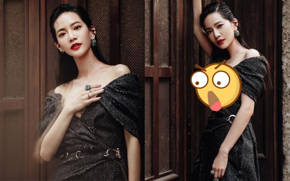 ▲喬喬分享米蘭時裝週戰袍，胸前風光無限。（圖／翻攝臉書）