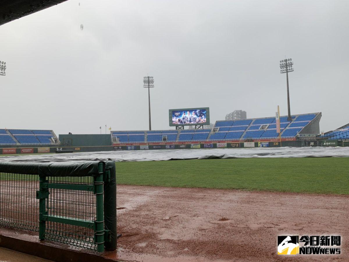 桃園球場因雨延賽。（圖／吳政紘攝）