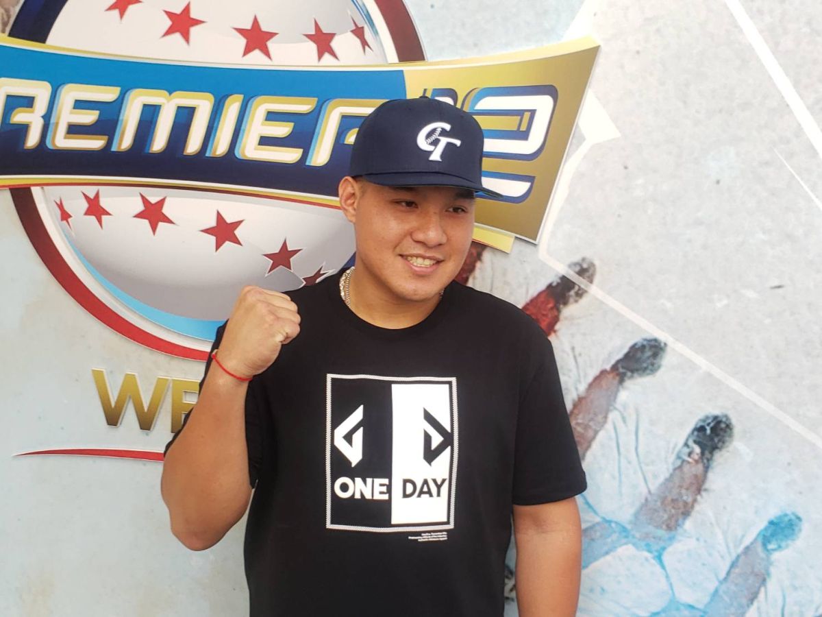 旅美球星張進德今天返台參加2019世界12強棒球錦標賽全家應援快閃活動。（圖／黃建霖攝）