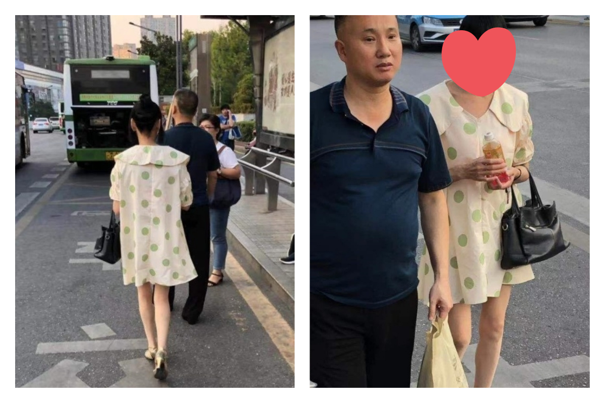 ▲中國大陸一名等公車「仙女」的正反面照片引發討論。（合成圖／翻攝自北美華人 e 網）