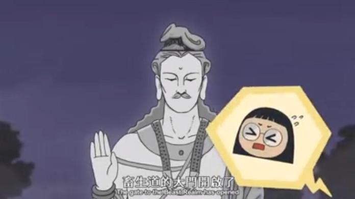 ▲故宮南院將佛教藝術，以有趣的動漫畫形式簡敘述呈現。（圖／記者陳惲朋翻攝）
