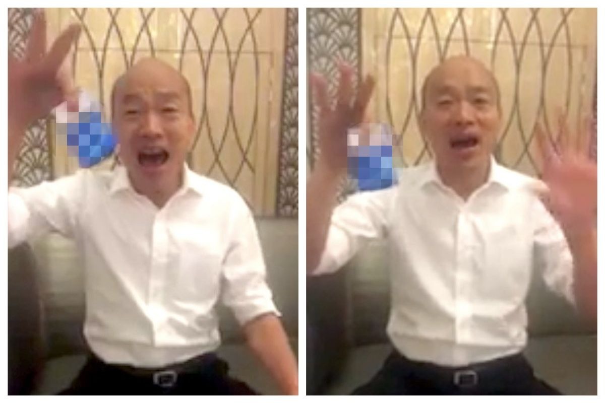 ▲國民黨總統參選人、高雄市長韓國瑜 23 日在臉書開直播批評私菸案，竟然直接從上衣口袋中掏出一包香菸，影片曝光後引發爭議。（圖／翻攝自韓國瑜臉書）