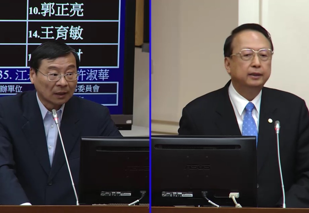 ▲台灣高鐵董事長江耀宗（右）9月25日在立法院財委會接受國民黨立委曾銘宗立法院質詢。（圖／擷取自立法院議事轉播）