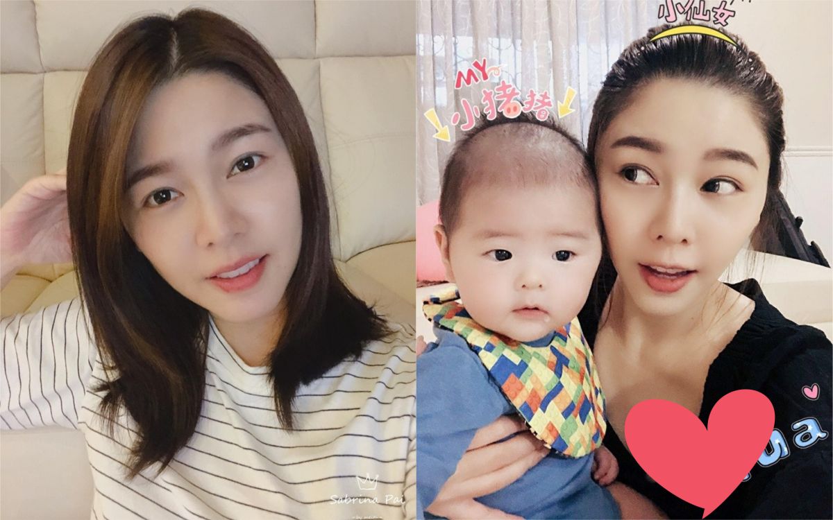 ▲白家綺母子同框照，被網友指走光。（圖／翻攝臉書）