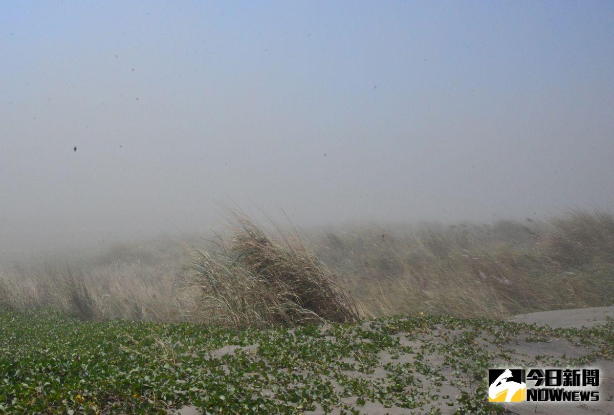 ▲因季節與氣候變化，導致濁水溪揚塵提早，河道沿線霧茫茫一片，空氣品質不佳。（圖／記者蘇榮泉攝，2019.09.25）