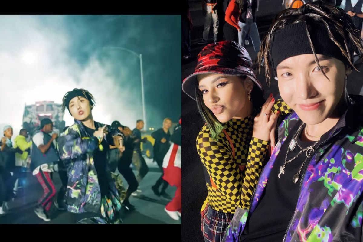 ▲J-HOPE與Becky G合作發表歌曲，MV找來50位不同國籍舞者尬舞。（圖／ibighit YouTube、BTS  Twitter）