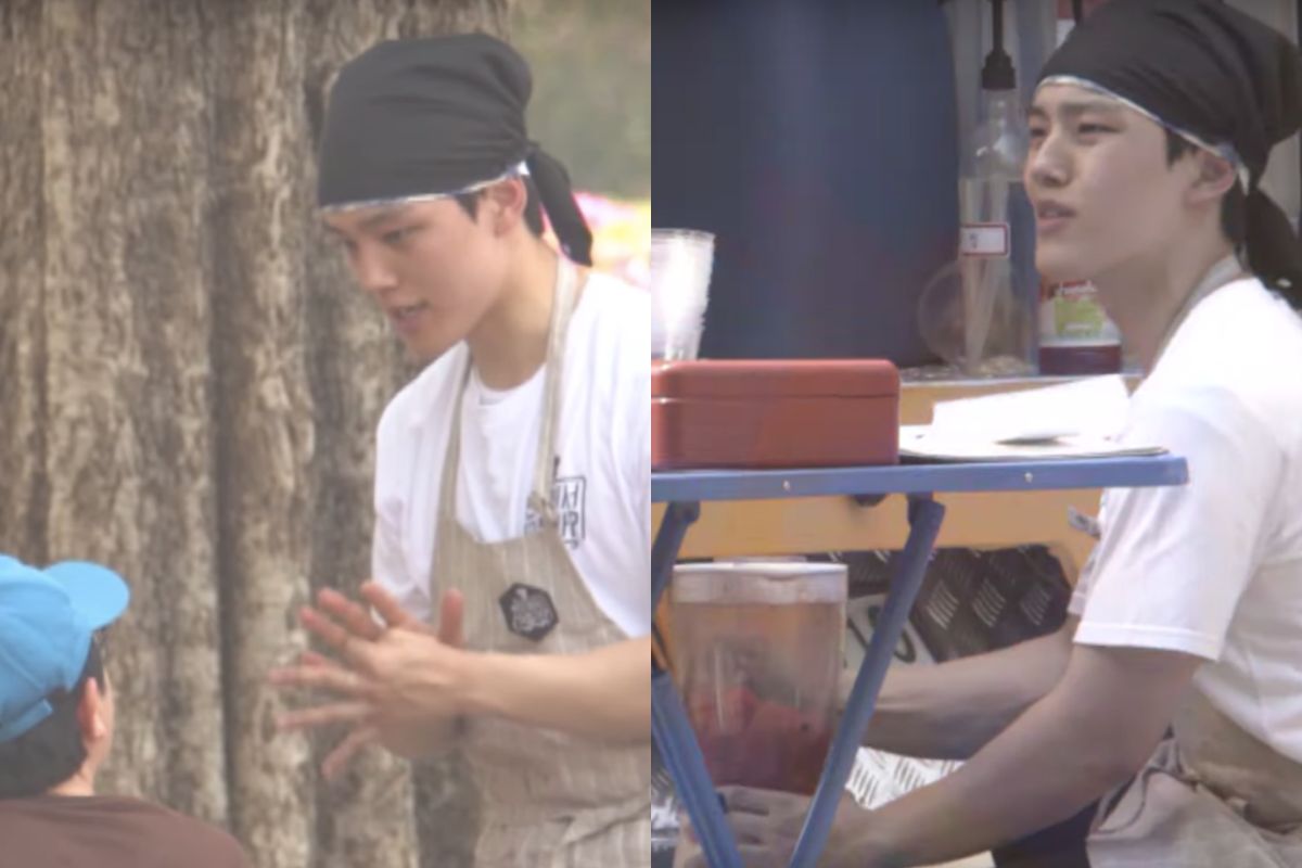 ▲呂珍九負責賣西瓜汁，長太帥而忙翻。（圖／東森戲劇）