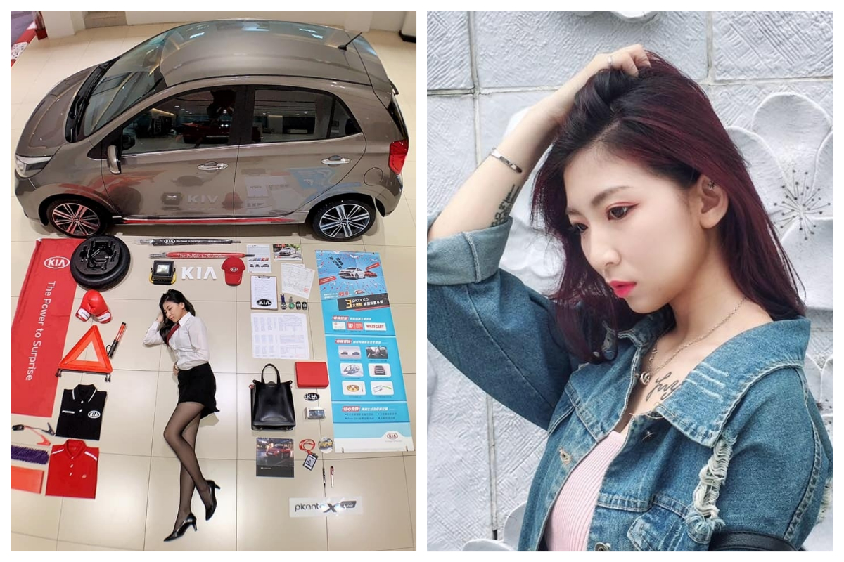 ▲日前一則汽車女業務的「最美開箱文」在網路上引發瘋傳，如今這名有著黑絲長腿的女業務本人臉書也被神出，多張工作照令網友看了紛紛狂讚：「正翻了！」（圖／翻攝自臉書）