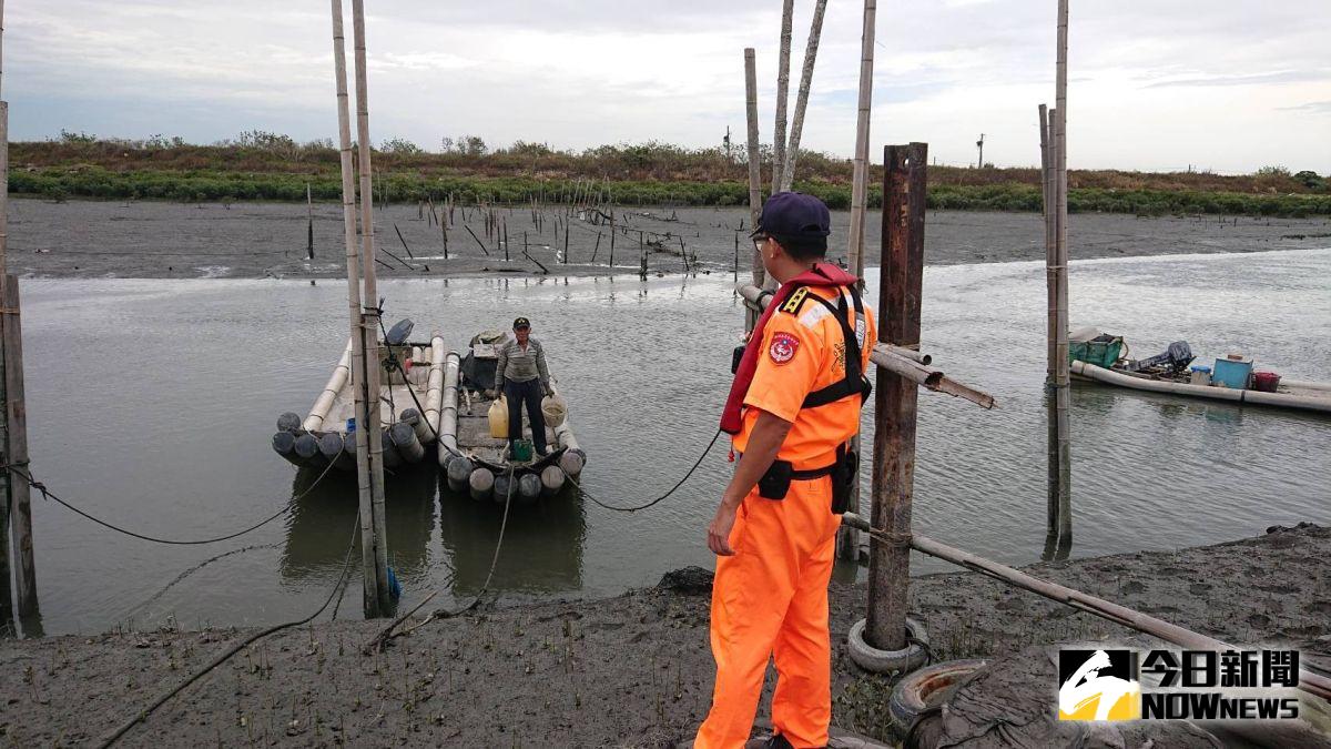 ▲「米塔」颱風來襲，中部沿海風浪明顯增強，海巡第三岸巡隊在福寶蚵道提醒漁民勿冒險出港作業，漁船也都已進港避風。（圖／記者陳雅芳翻攝，2019.09.30）