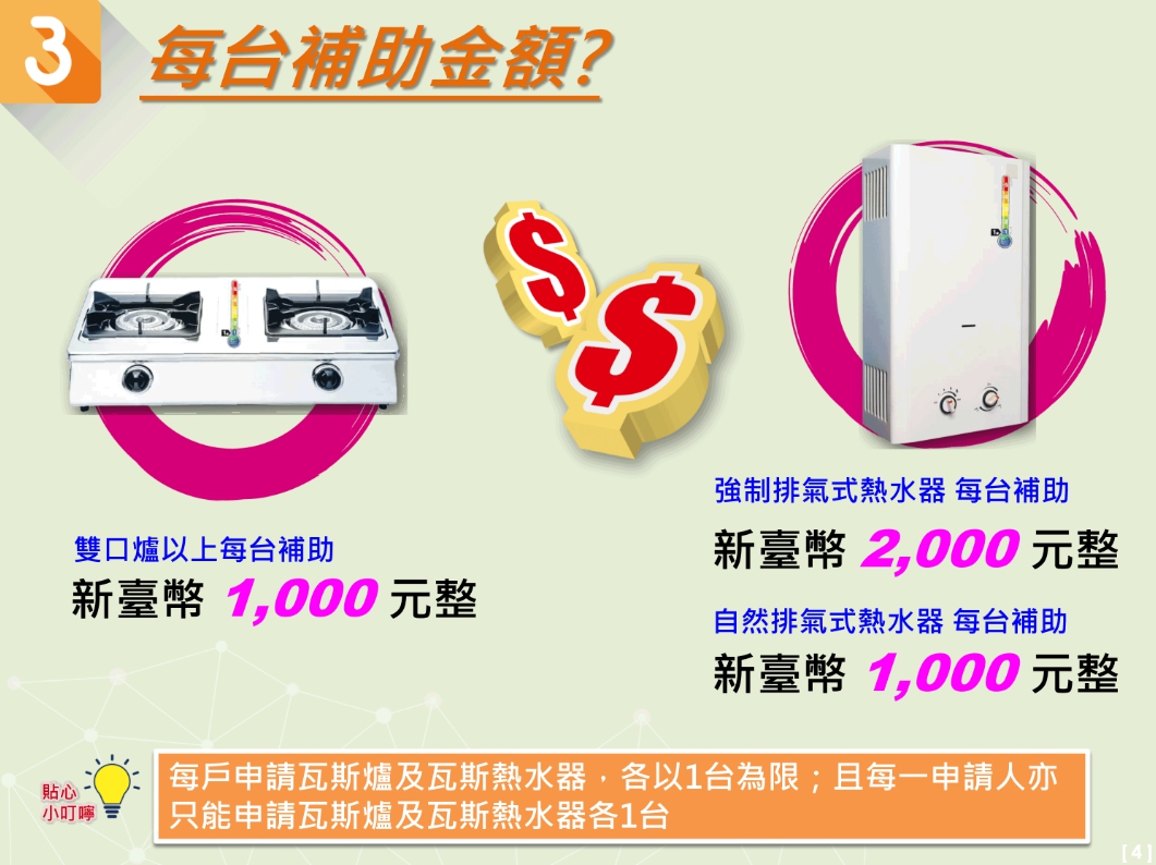 ▲民眾即日起買高能源效率的瓦斯爐、熱水器，可申請節能補助。（圖／經濟部提供）