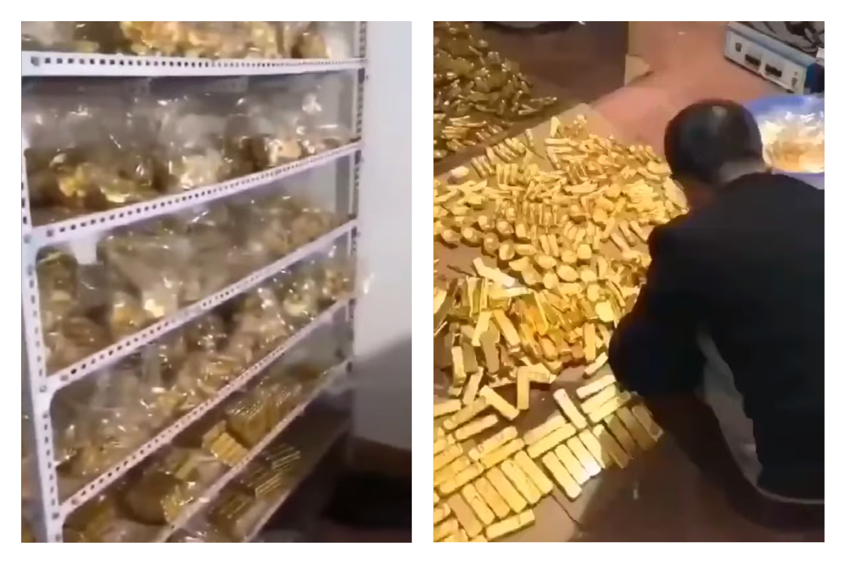 ▲在他的家中，有著滿滿的「金磚金條」，數量超級嚇人，總共多達 13.5 噸，這讓網友們紛紛大呼「貪起來真的不手軟」。（圖／翻攝自影片）