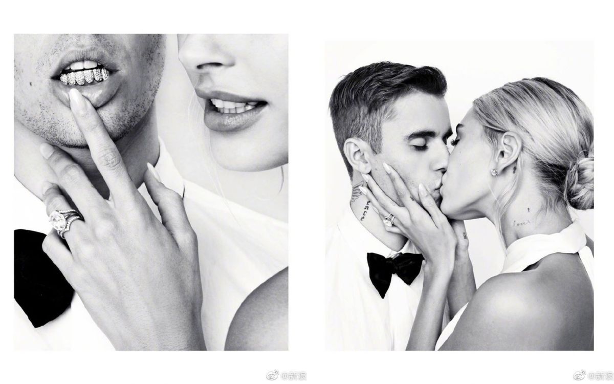 ▲小賈斯汀與太太海莉婚紗照。（圖／翻攝微博） 

 