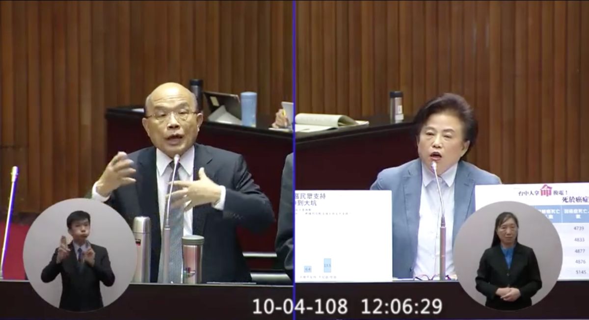 ▲國民黨立委沈智慧要求行政院長蘇貞昌承諾降低台中火力發電廠四成燃煤，否則將發起台中市民全面抗爭。（圖／翻攝自立法院）