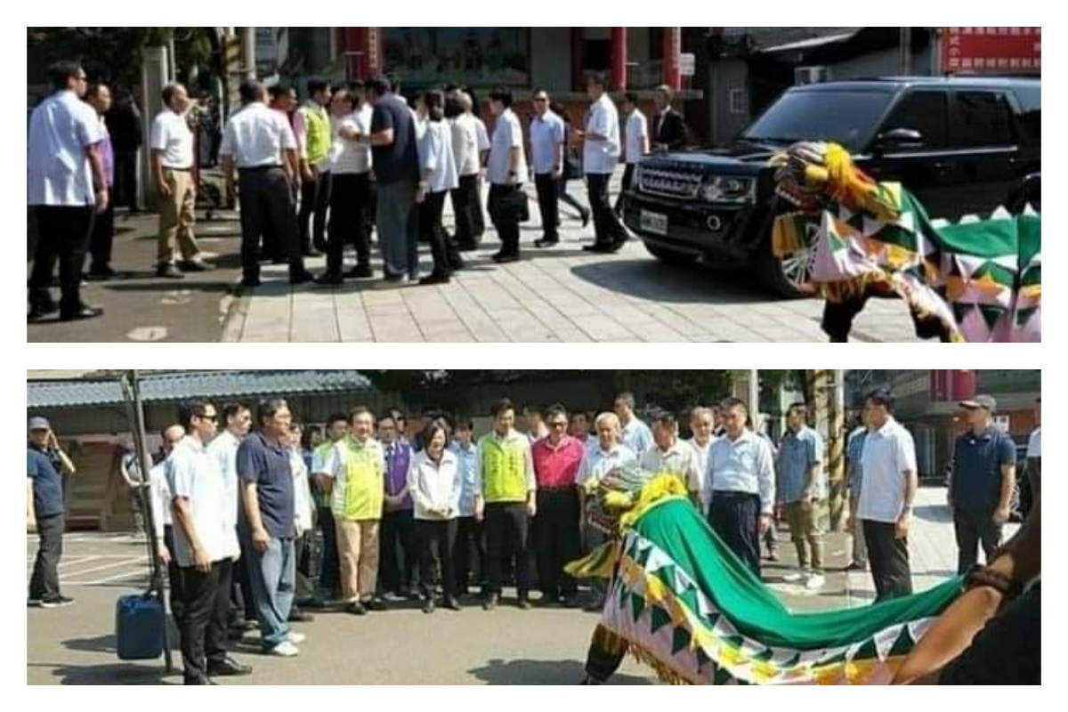 ▲蔡英文總統日前赴新竹拜廟，議員詹江村分享現場照片，笑稱「大家排隊等著跟蔡英文合照，大家攏沒走」。（圖／翻攝自詹江村臉書）